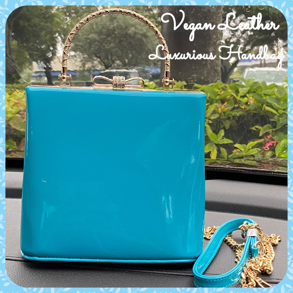 Luxurious Vegan Leather Aqua handbag